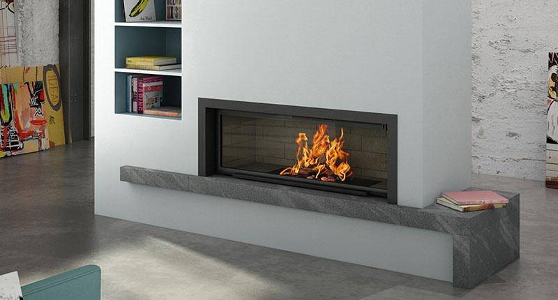 La cheminée en marbre gris