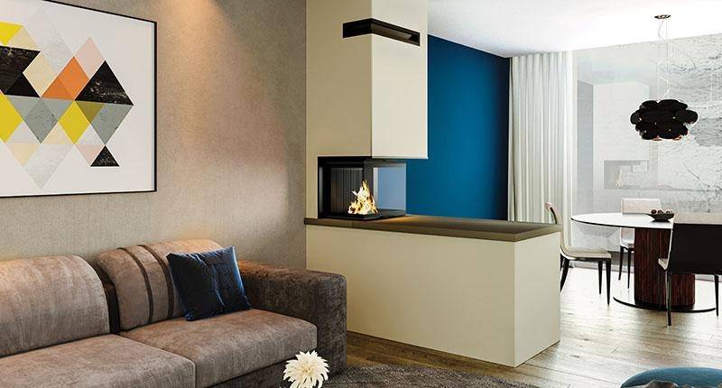 La cheminée avec tablette en céramique