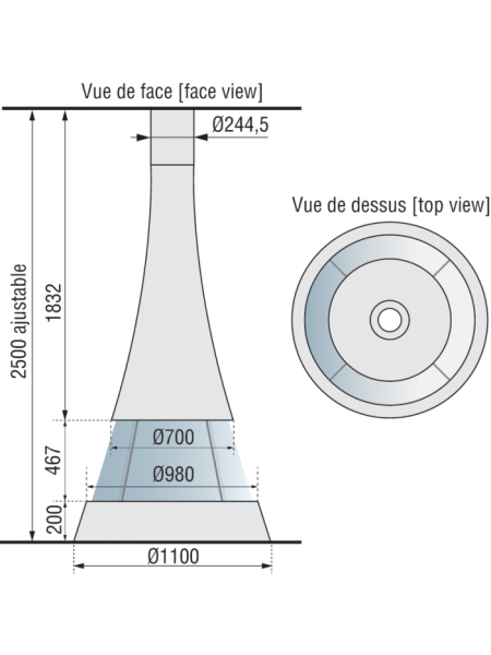 Cheminée Linéa 914 centrale fermée