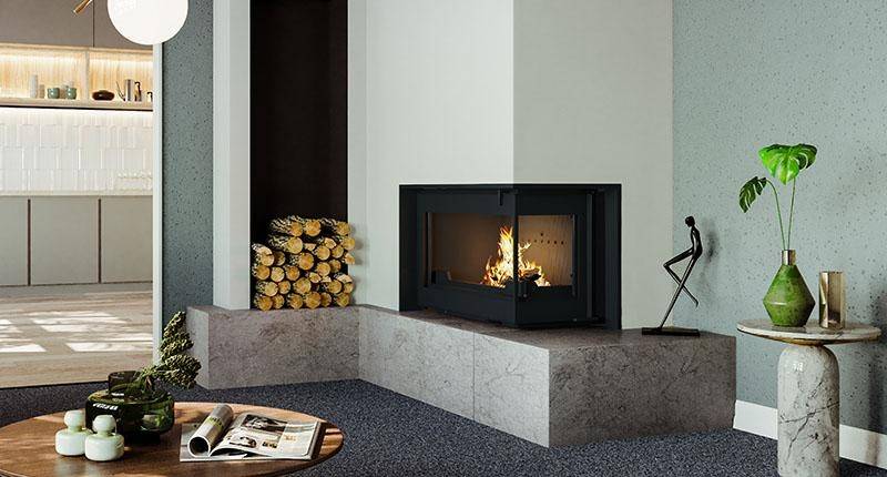 La cheminée en marbre gris