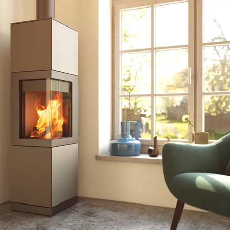 Poêle à bois d'angle 