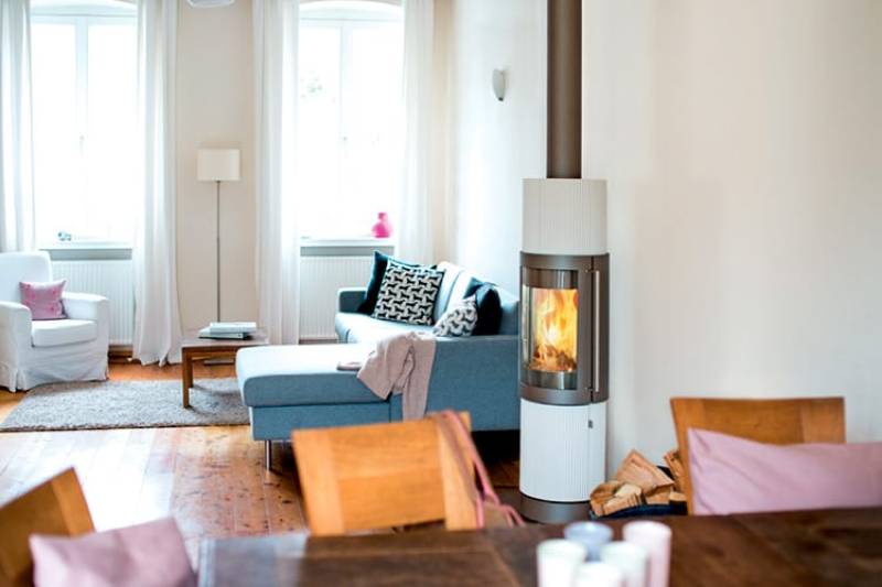 poêle à bois couleur blanc